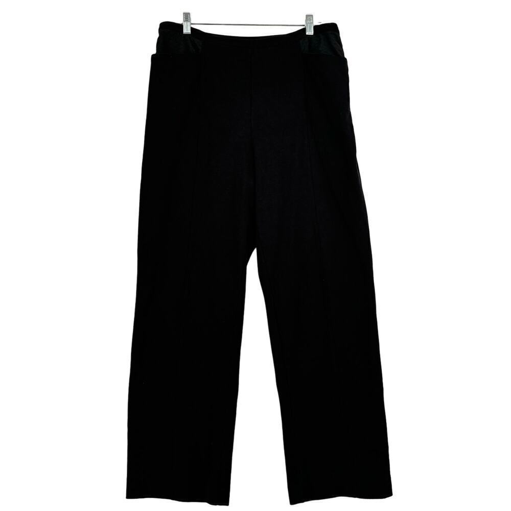 Talbots Stretch High Rise Trouser Pants Side Zip Quilted Pockets Black Size L